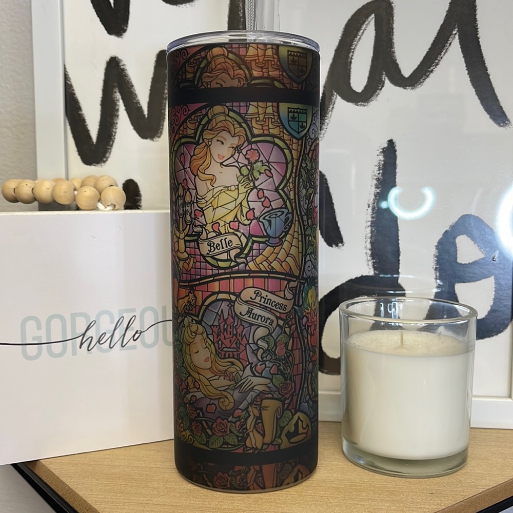 Custom Princess Stained Frosted Glass 25oz. Tumbler